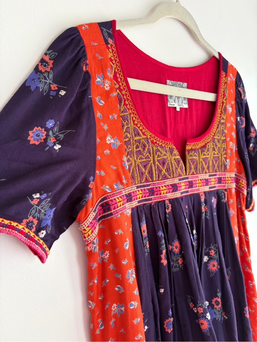 Anthropologie Floreat Embroidered Floral Short Sleeve Boho Blouse Size 8 - Picture 2 of 5